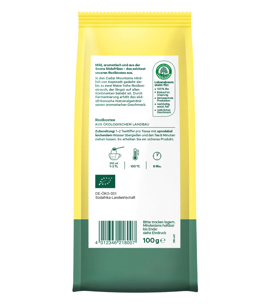 Bio Rooibos Tee Rückseite
