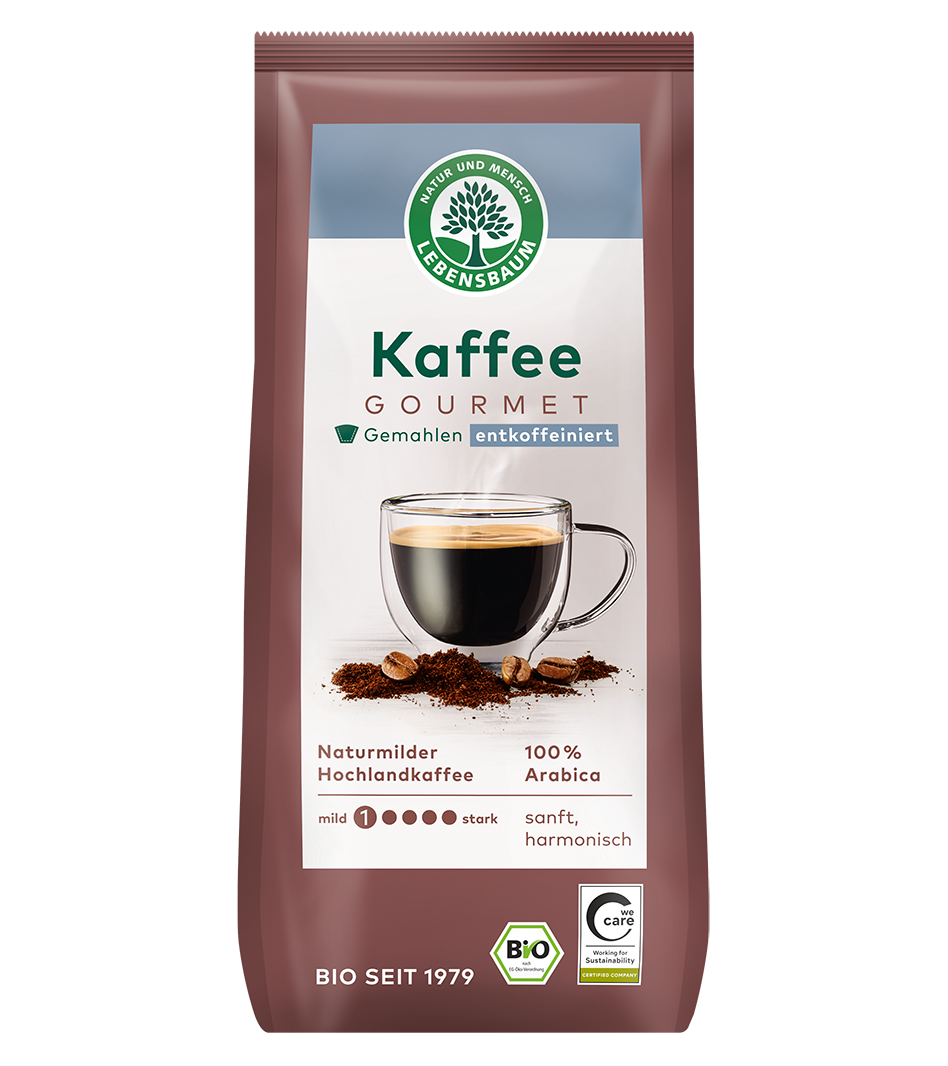 Kaffee Gourmet, entkoffeiniert, gemahlen Bio Gourmet Kaffee entkoffeiniert