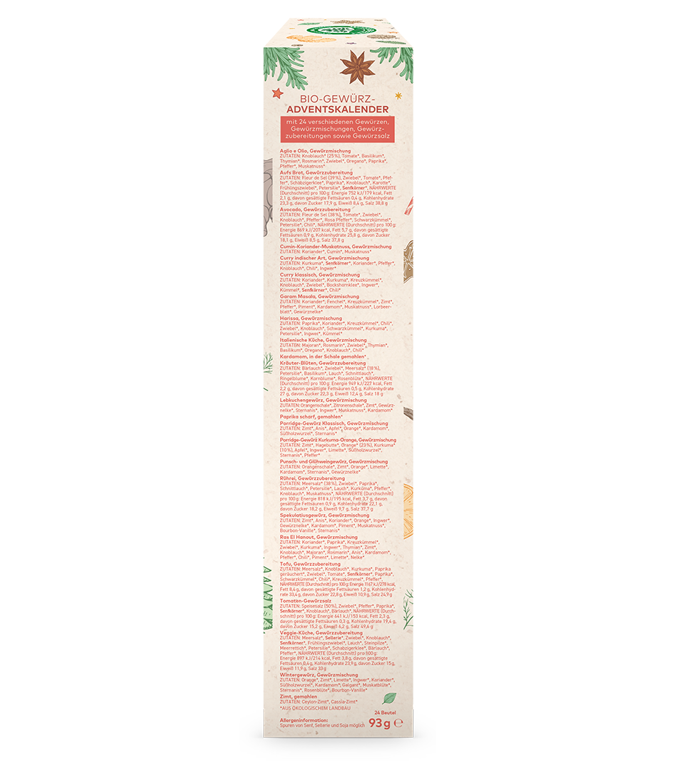 Bio Gewürzadventskalender links