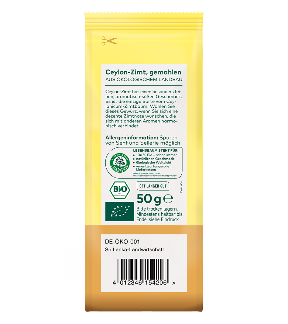 Bio Ceylon-Zimt Rückseite
