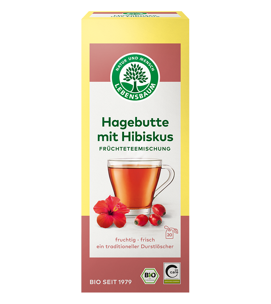 Hagebutte mit Hibiskus, Teebeutel Bio Hagebutte mit Hibiskus Tee