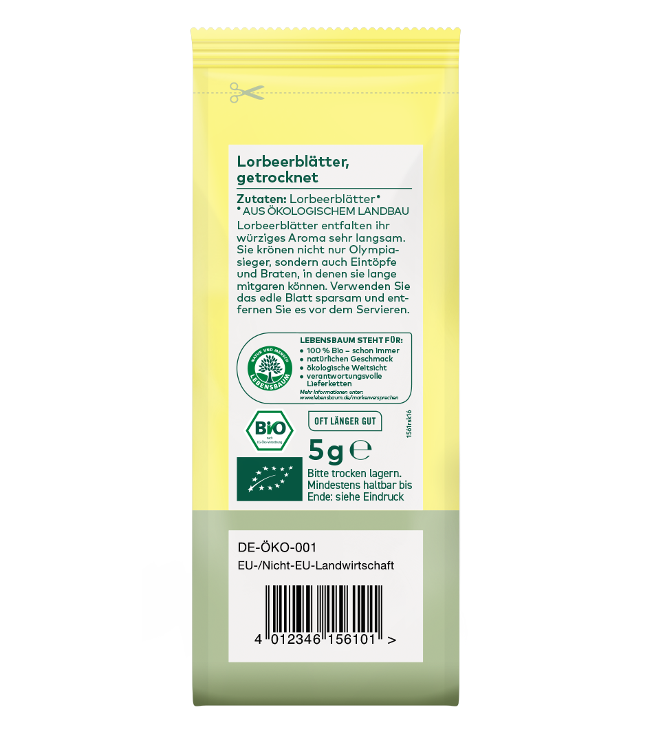 Bio-Lorbeerblätter Verpackung Rückseite