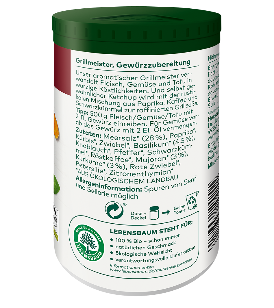 Bio Grillmeister Gewürz Seitenansicht