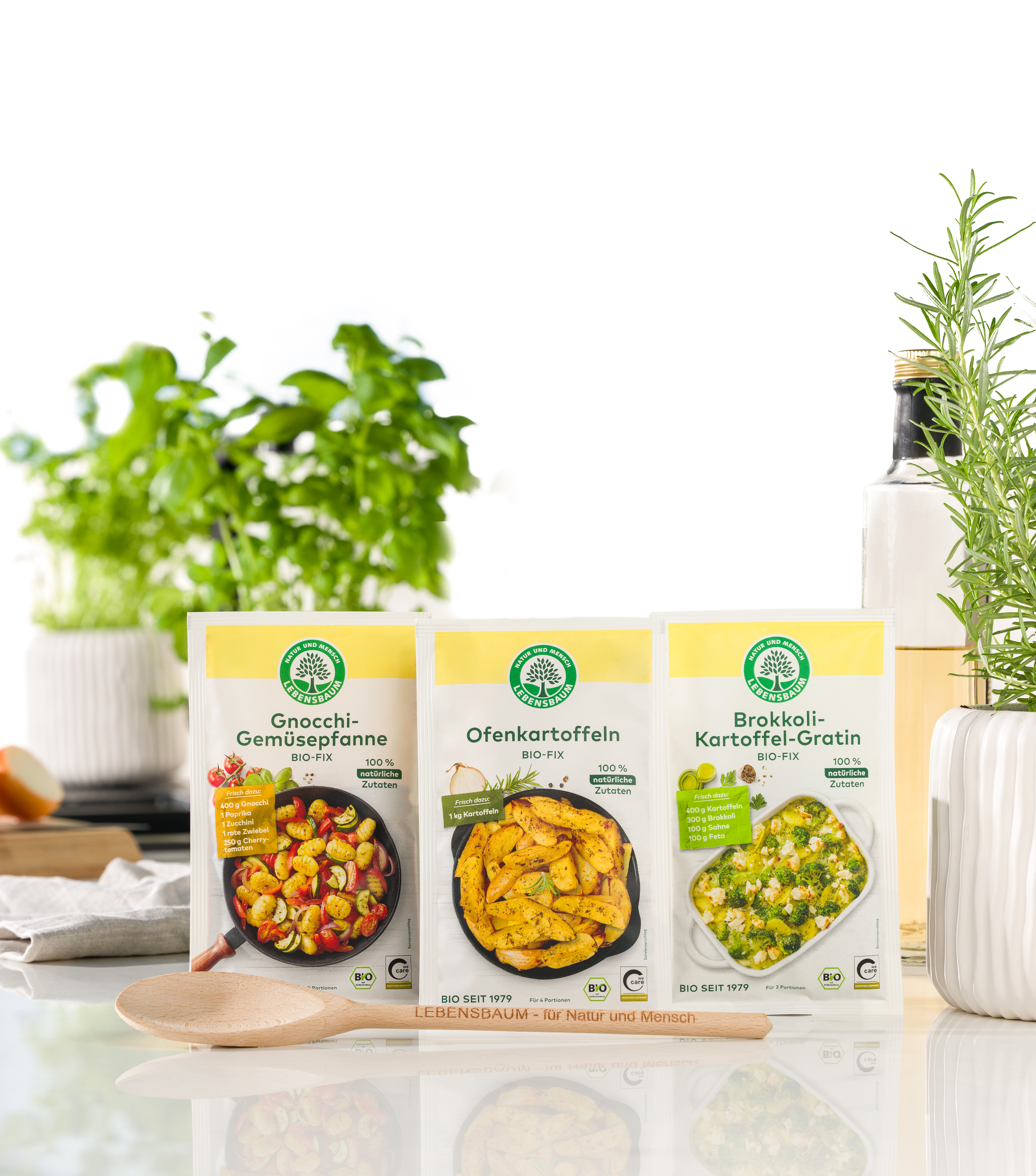 Bio-Fix, Ofenkartoffen, Brokkoli-Kartoffel-Gratin, Gnocchi-Gemüsepfanne Bio-Fix, Ofenkartoffen, Brokkoli-Kartoffel-Gratin, Gnocchi-Gemüsepfanne