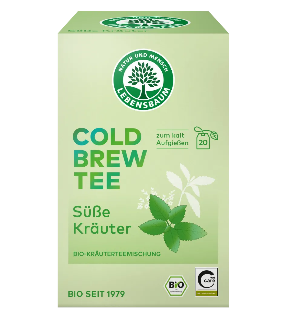 Vorderseite vom Cold Brew Tee "Süße Kräuter"