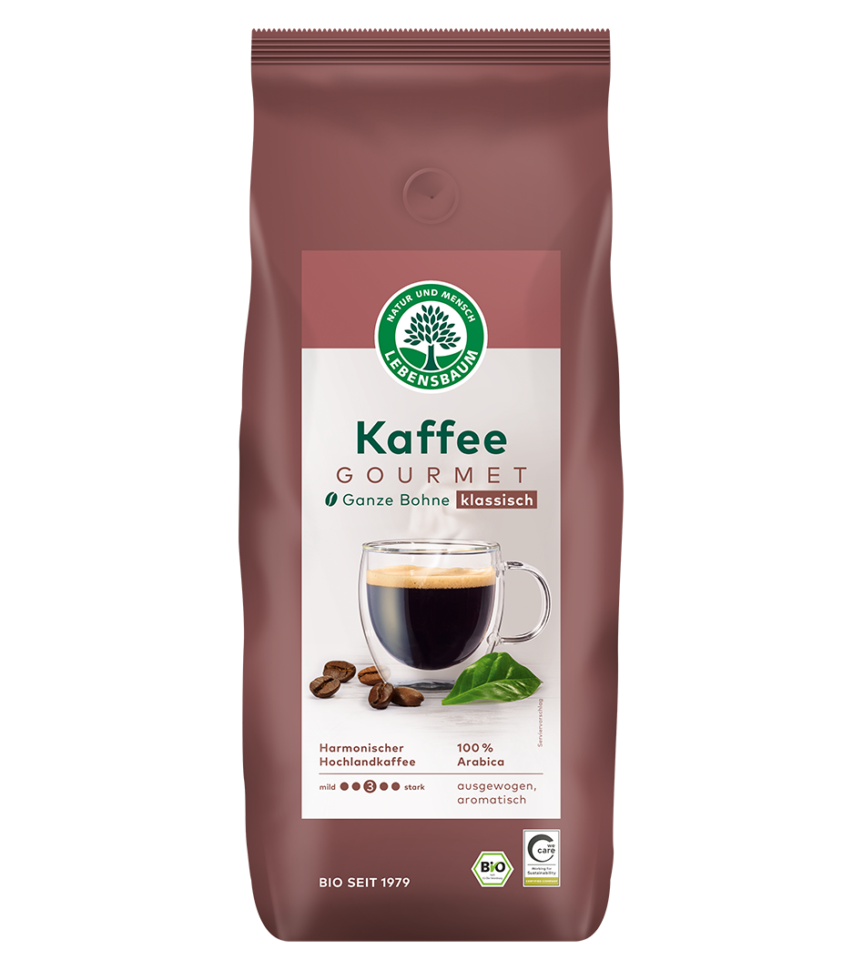 Kaffee Gourmet, klassisch, ganze Bohne 1 kg Bio Gourmet Kaffee ganze Bohne