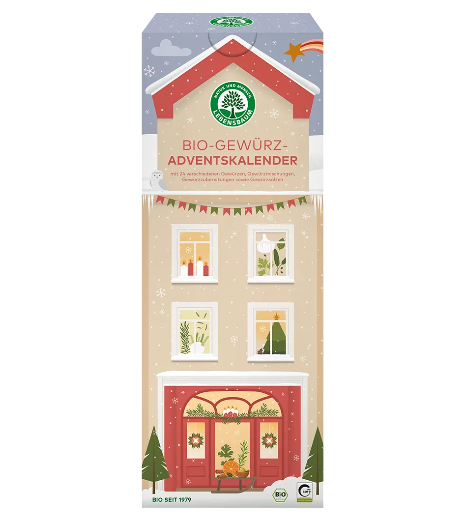 LEBENSBAUM Bio-Gewürz-Adventskalender in winterlichen Gestaltung mit 24 Gewürzmischungen