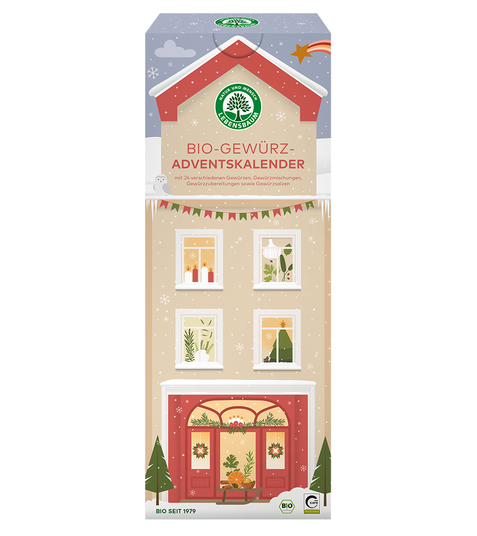 LEBENSBAUM Bio-Gewürz-Adventskalender in winterlichen Gestaltung mit 24 Gewürzmischungen