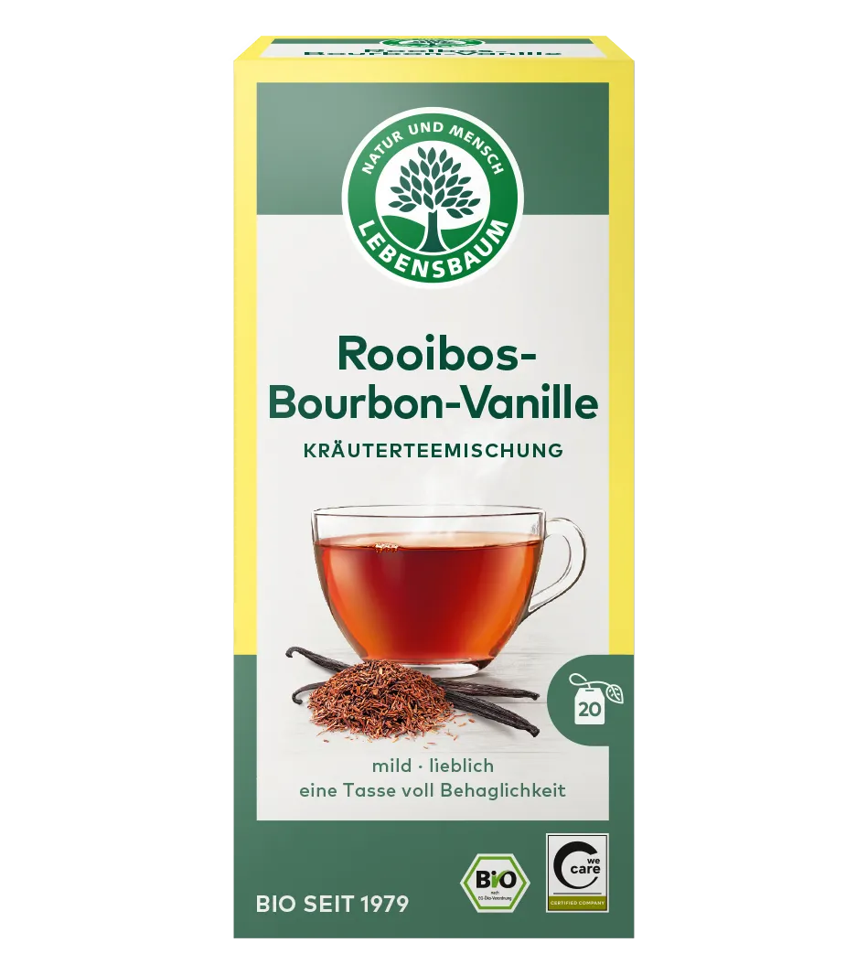 Lebensbaum Rooibos-Bourbon-Vanille Kräuterteemischung, Bio, 20 Beutel, mild lieblich eine Tasse voll Behaglichkeit