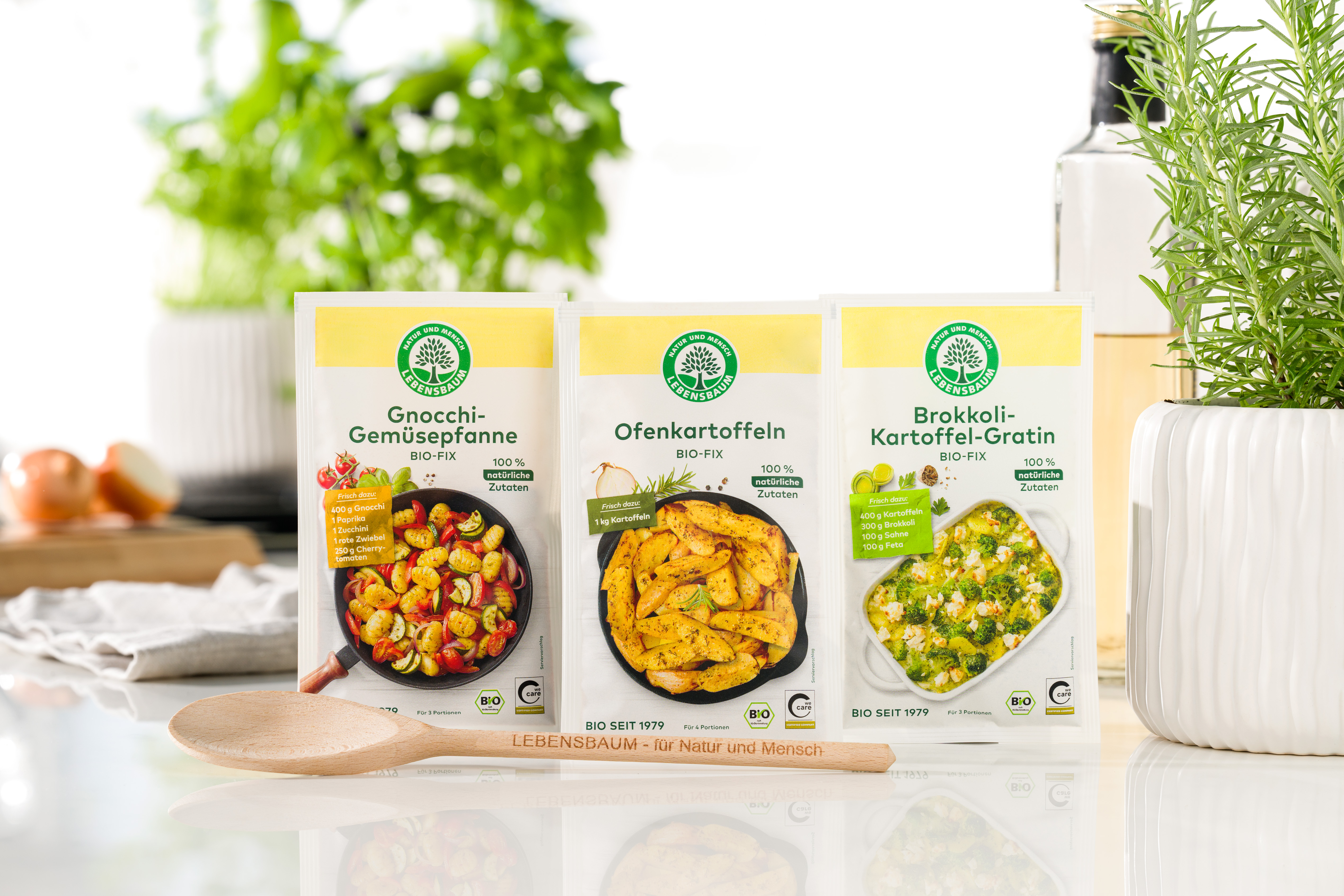 Bio-Fix, Ofenkartoffen, Brokkoli-Kartoffel-Gratin, Gnocchi-Gemüsepfanne