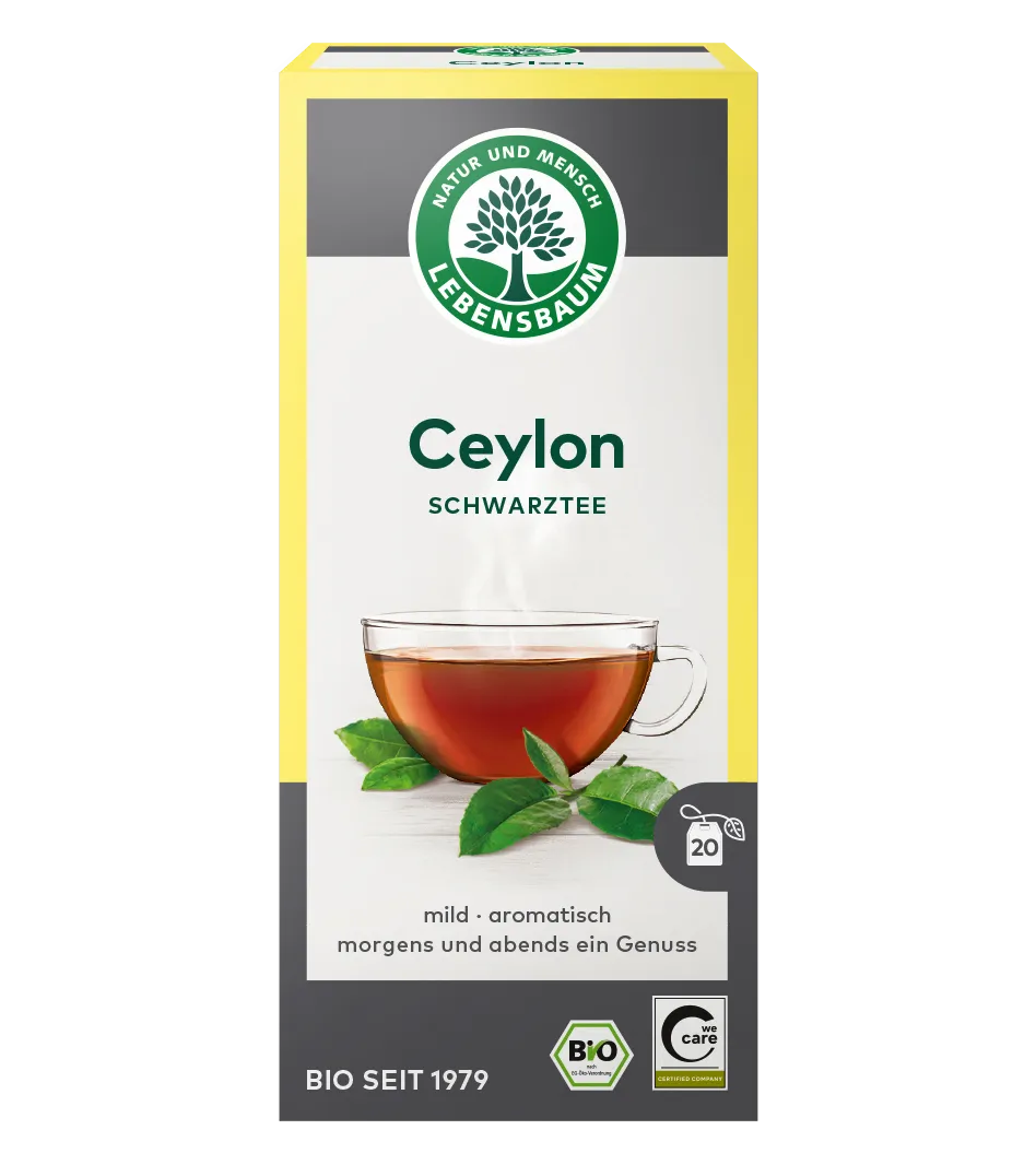 Lebensbaum Ceylon Schwarztee, 20 Teebeutel, Bio-Qualität, milde und aromatische Sorte aus Sri Lanka