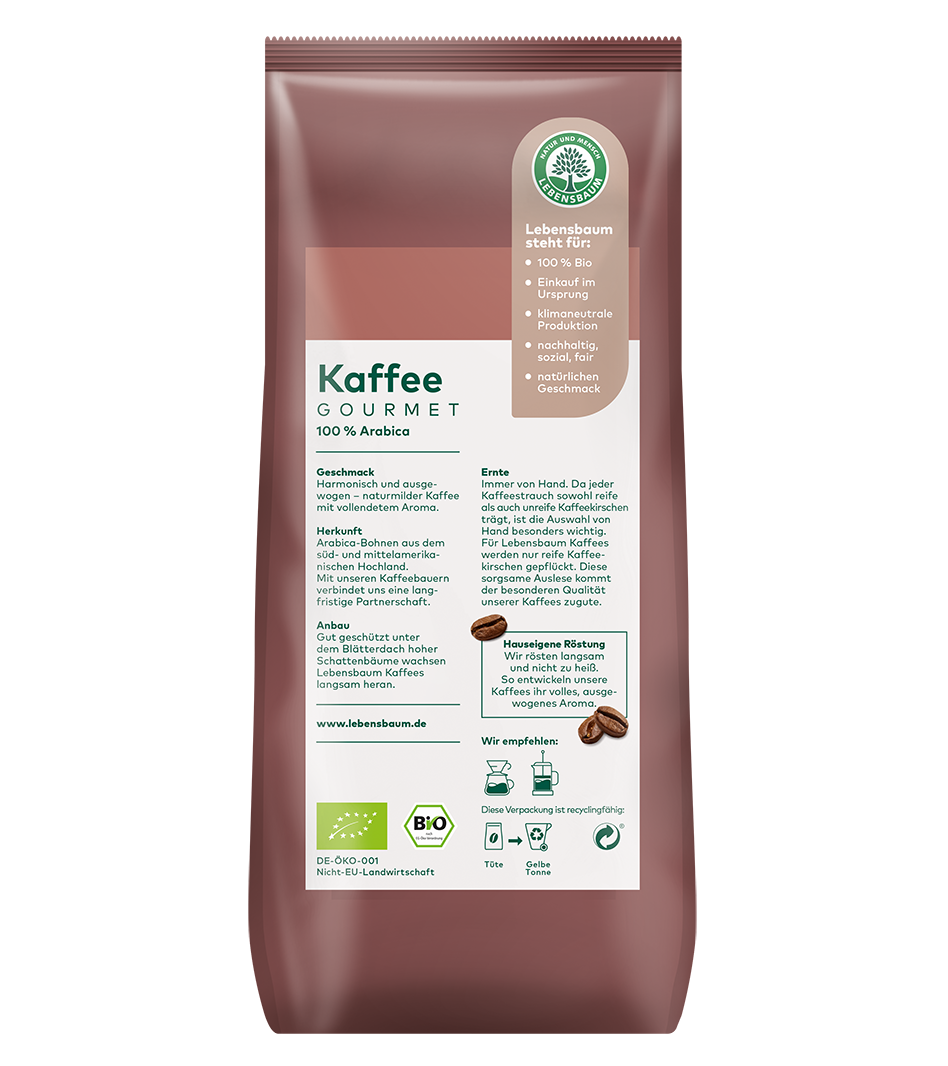 Bio Gourmet Kaffee Rückseite