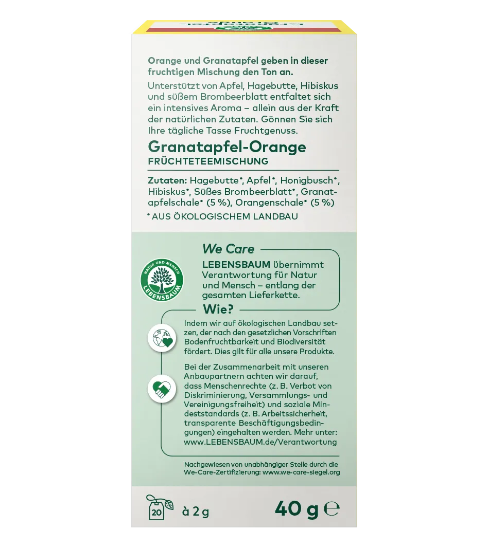 Bio Granatapfel-Orange Tee Rückseite