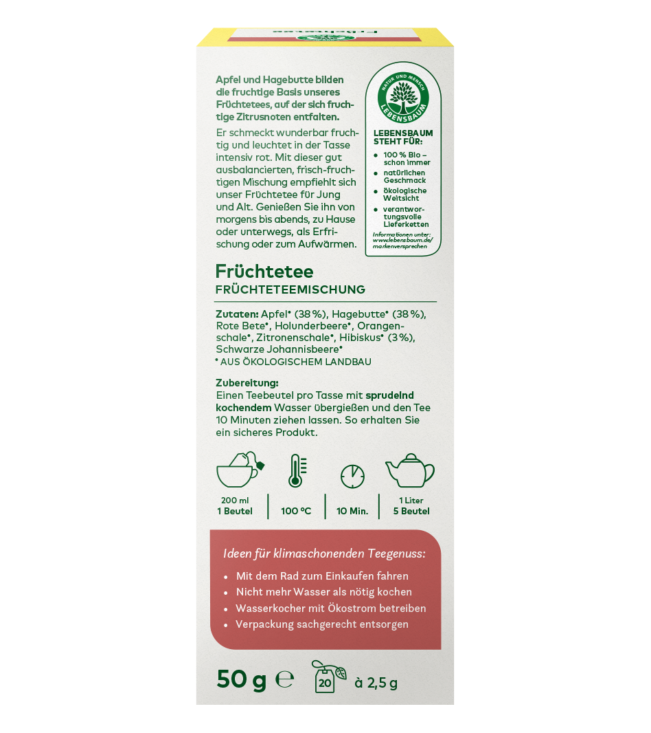 Bio Früchtetee Rückseite